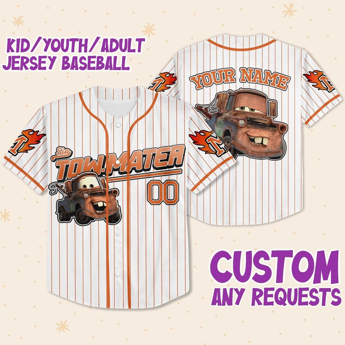 Custom Mater Car Orangecustom Text Baseball Jersey 1