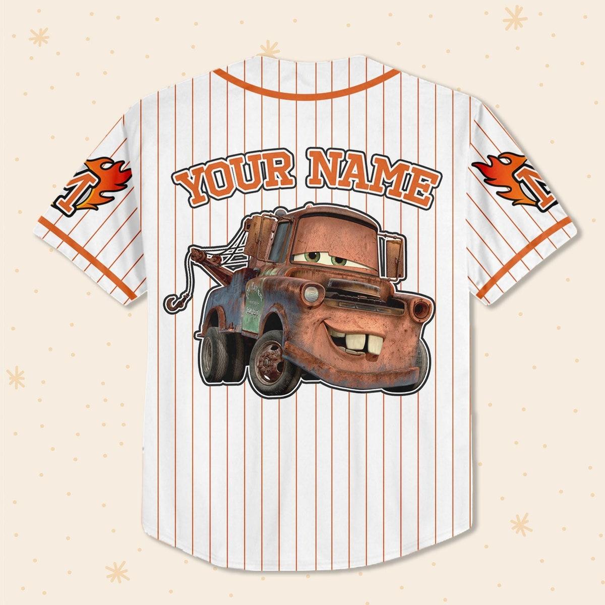 Custom Mater Car Orangecustom Text Baseball Jersey 3