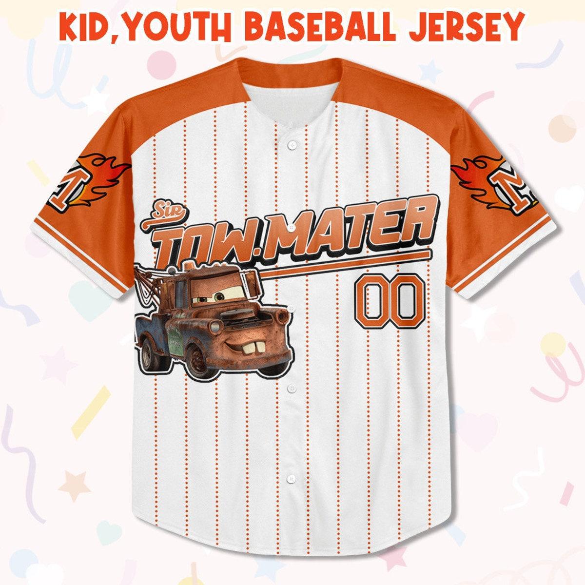 Custom Mater Orange Cool Lightning Mcqueen Baseball Jersey 2