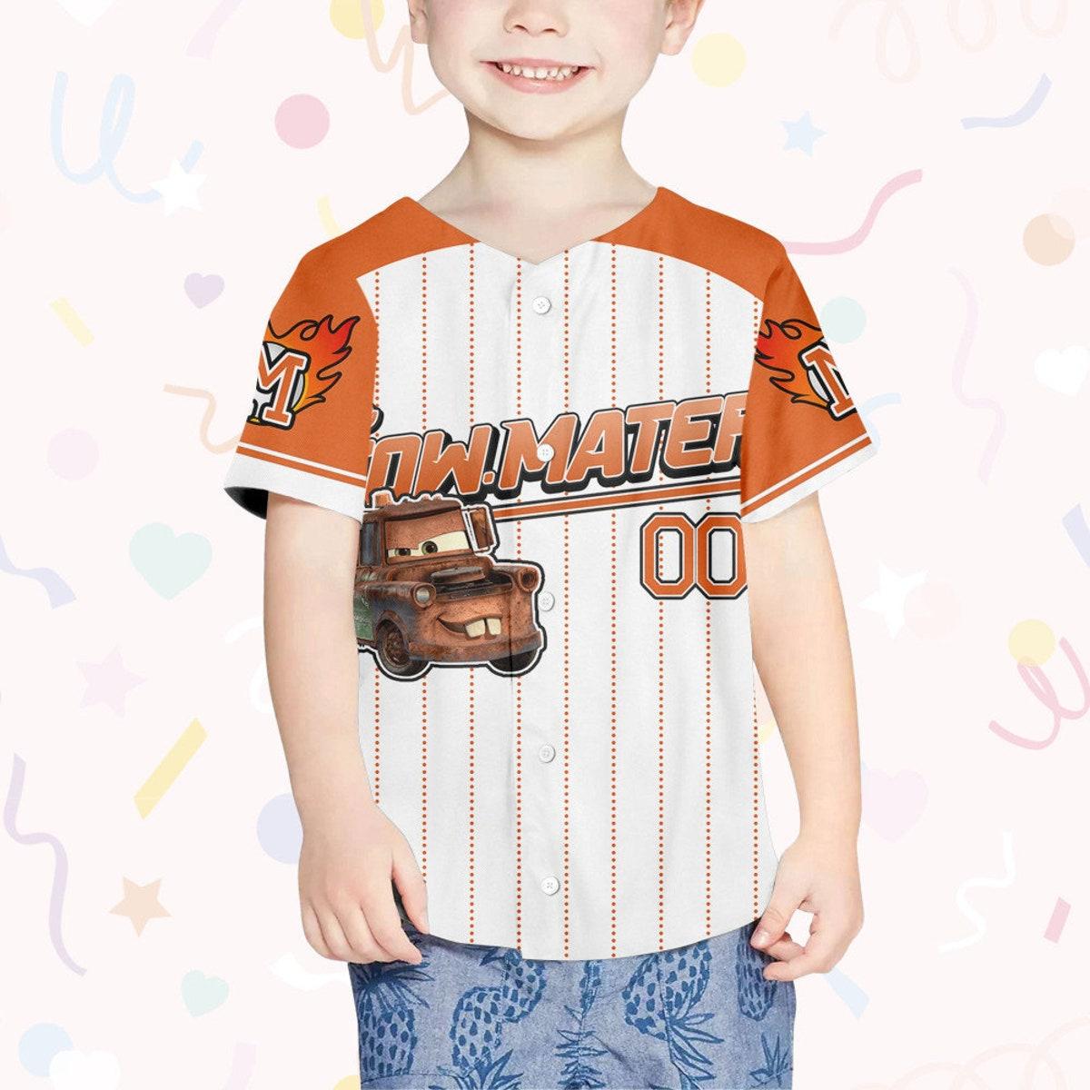 Custom Mater Orange Cool Lightning Mcqueen Baseball Jersey 4