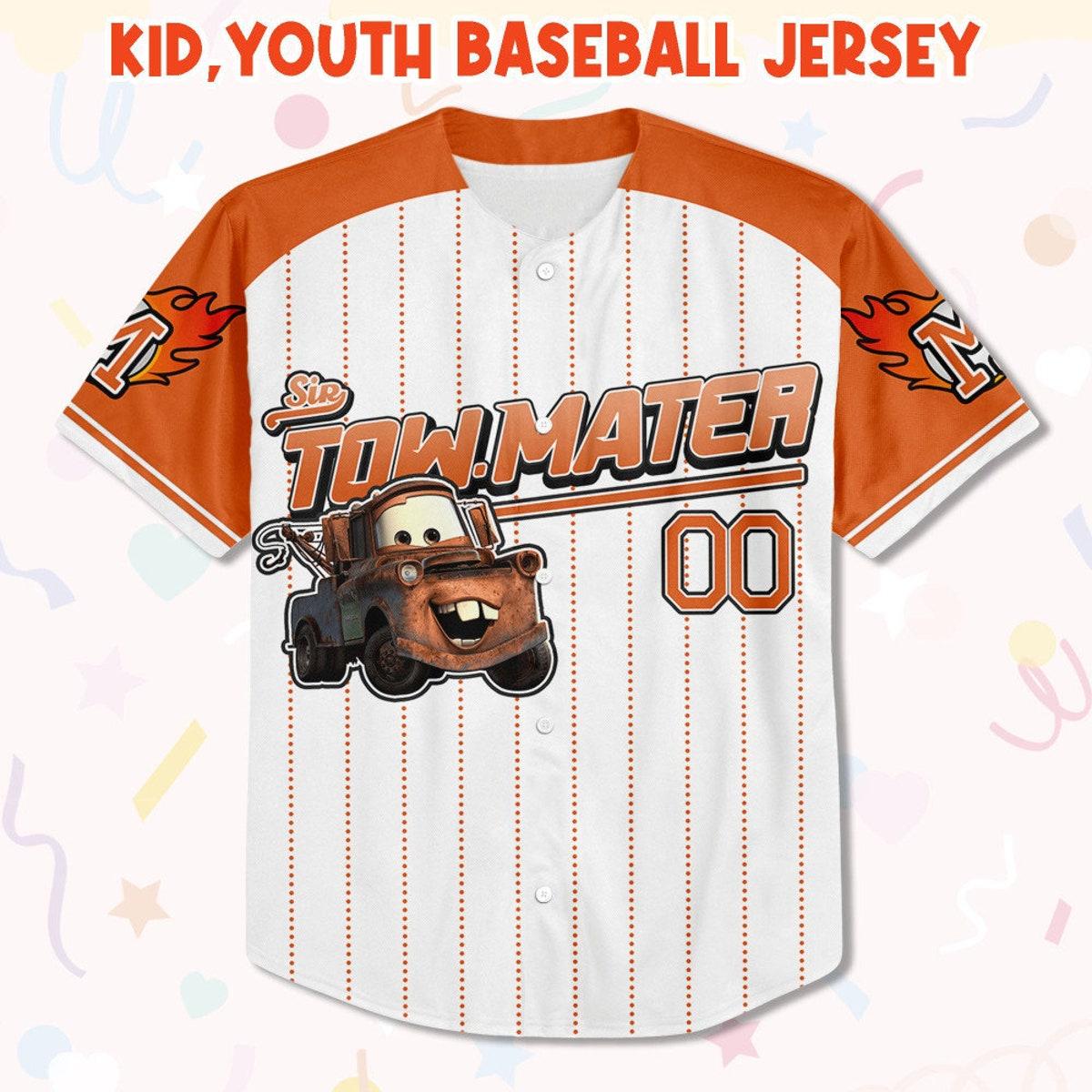 Custom Mater Orange Lightning Mcqueen Baseball Jersey 2