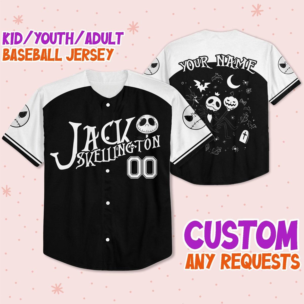 Custom Nightmare Before Christmas Jack Skellington Baseball Jersey 1