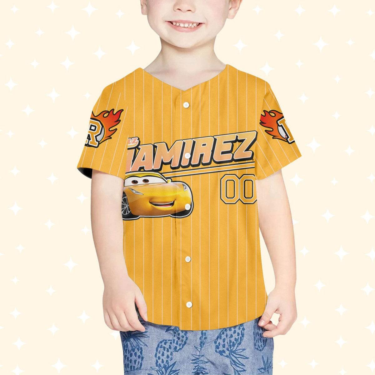 Custom Ramirez Yellow Custom Text Baseball Jersey 4