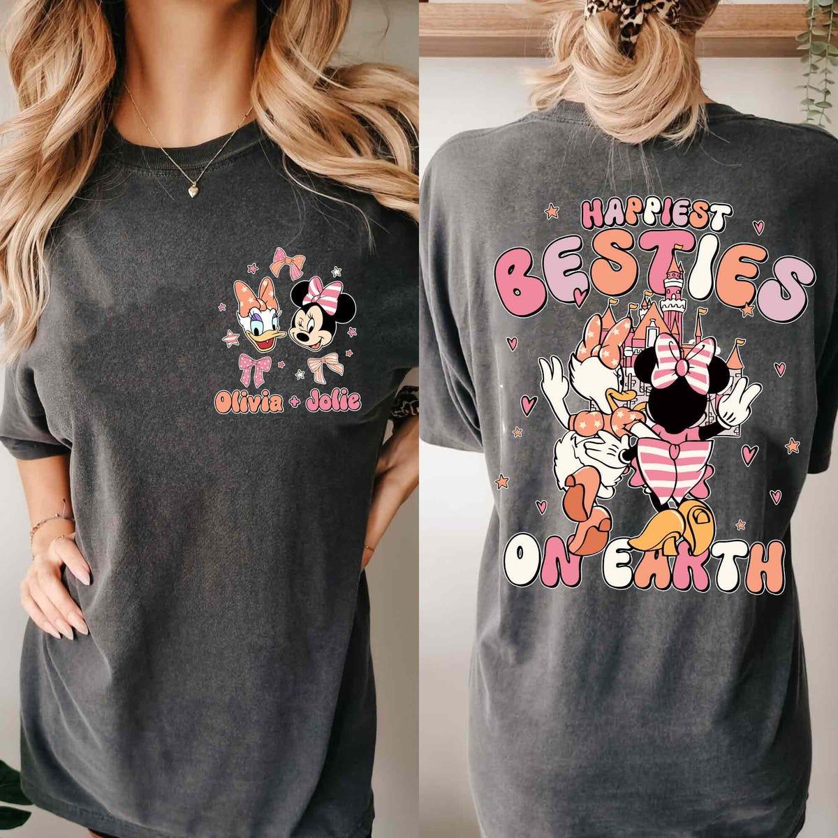 Custom Retro Two Sided Disney Minnie Daisy Happiest Besties On Earth Shirt 1