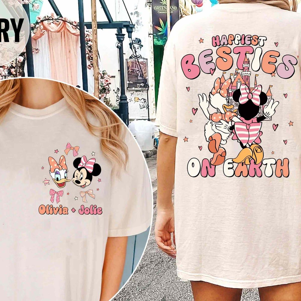 Custom Retro Two Sided Disney Minnie Daisy Happiest Besties On Earth Shirt 2