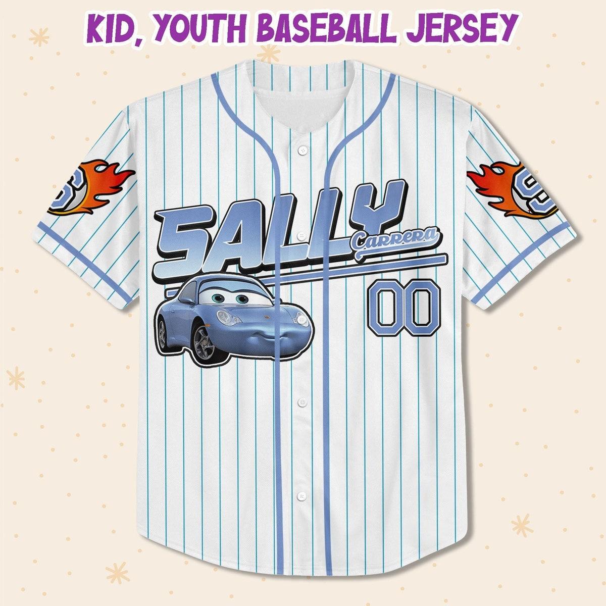 Custom Sally Car Jersey Custom Text Lightning Mcqueen Baseball Jersey 2