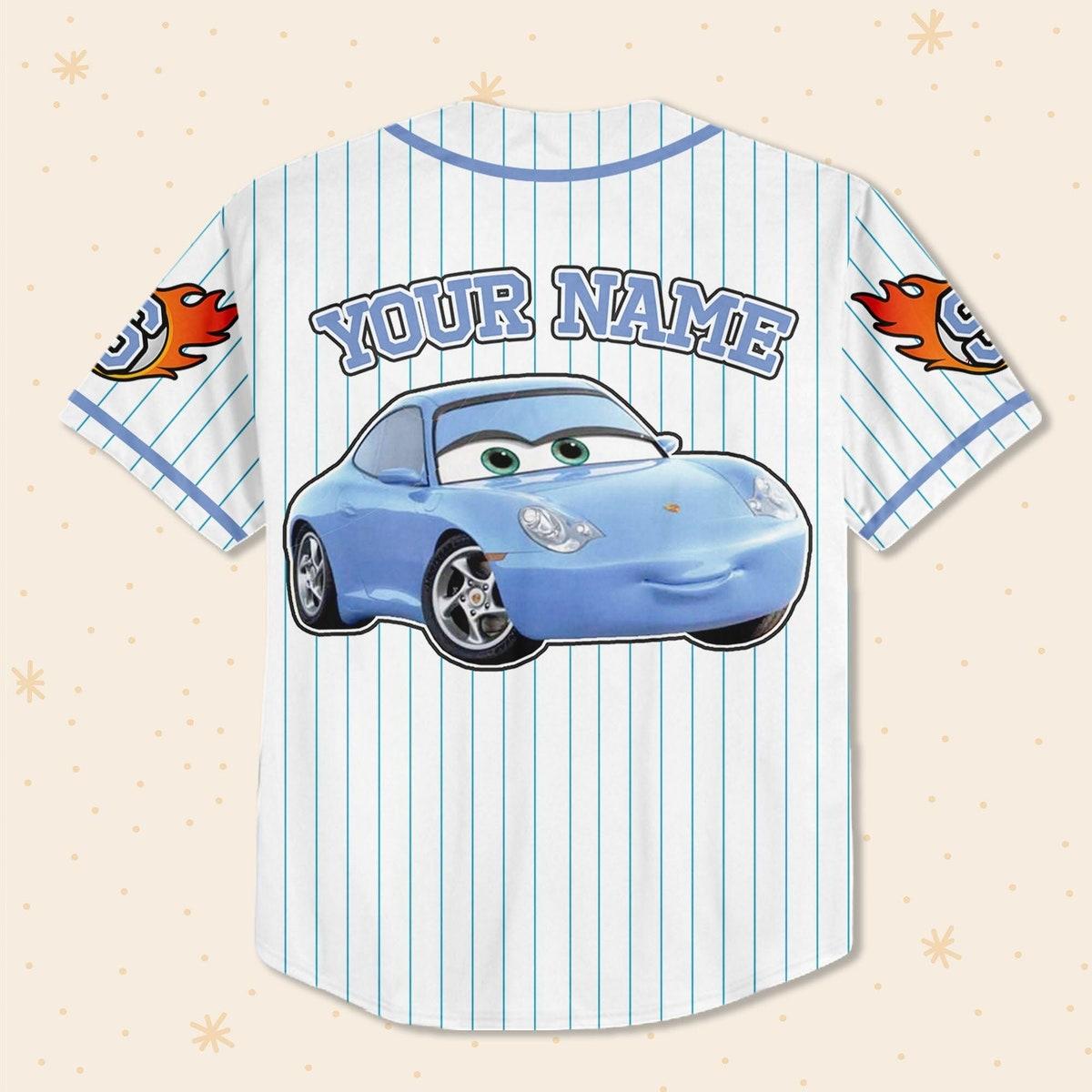 Custom Sally Car Jersey Custom Text Lightning Mcqueen Baseball Jersey 3