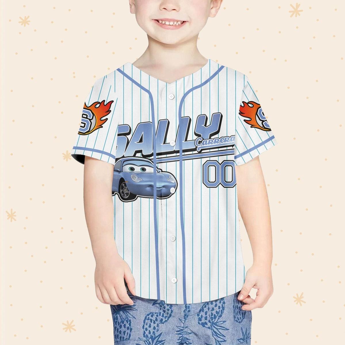 Custom Sally Car Jersey Custom Text Lightning Mcqueen Baseball Jersey 4