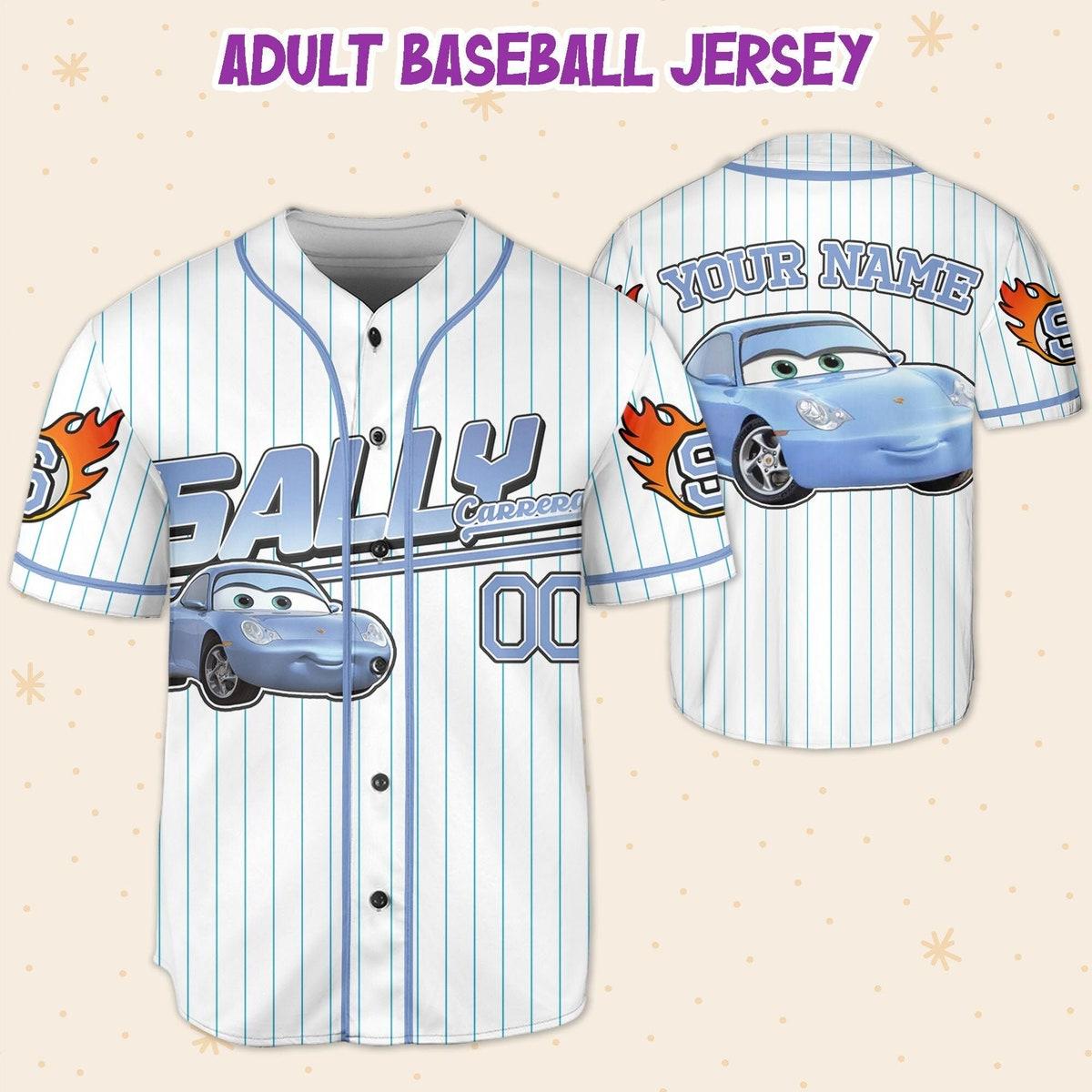 Custom Sally Car Jersey Custom Text Lightning Mcqueen Baseball Jersey 5