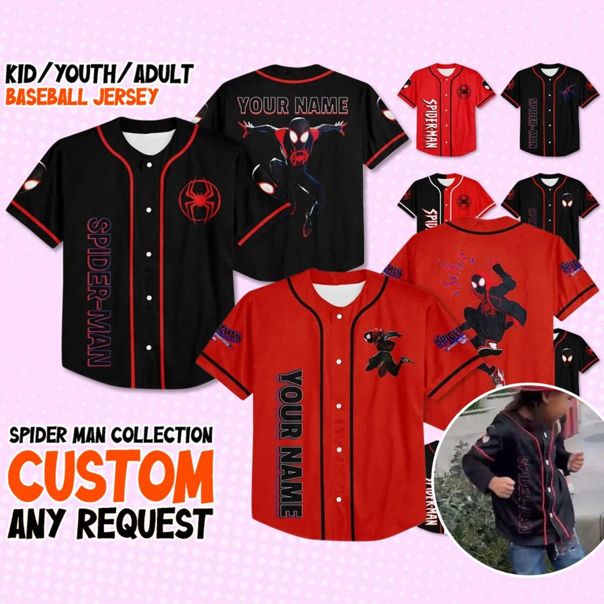 Custom Spider Man Across The Spider Verse Baseball Jersey 1