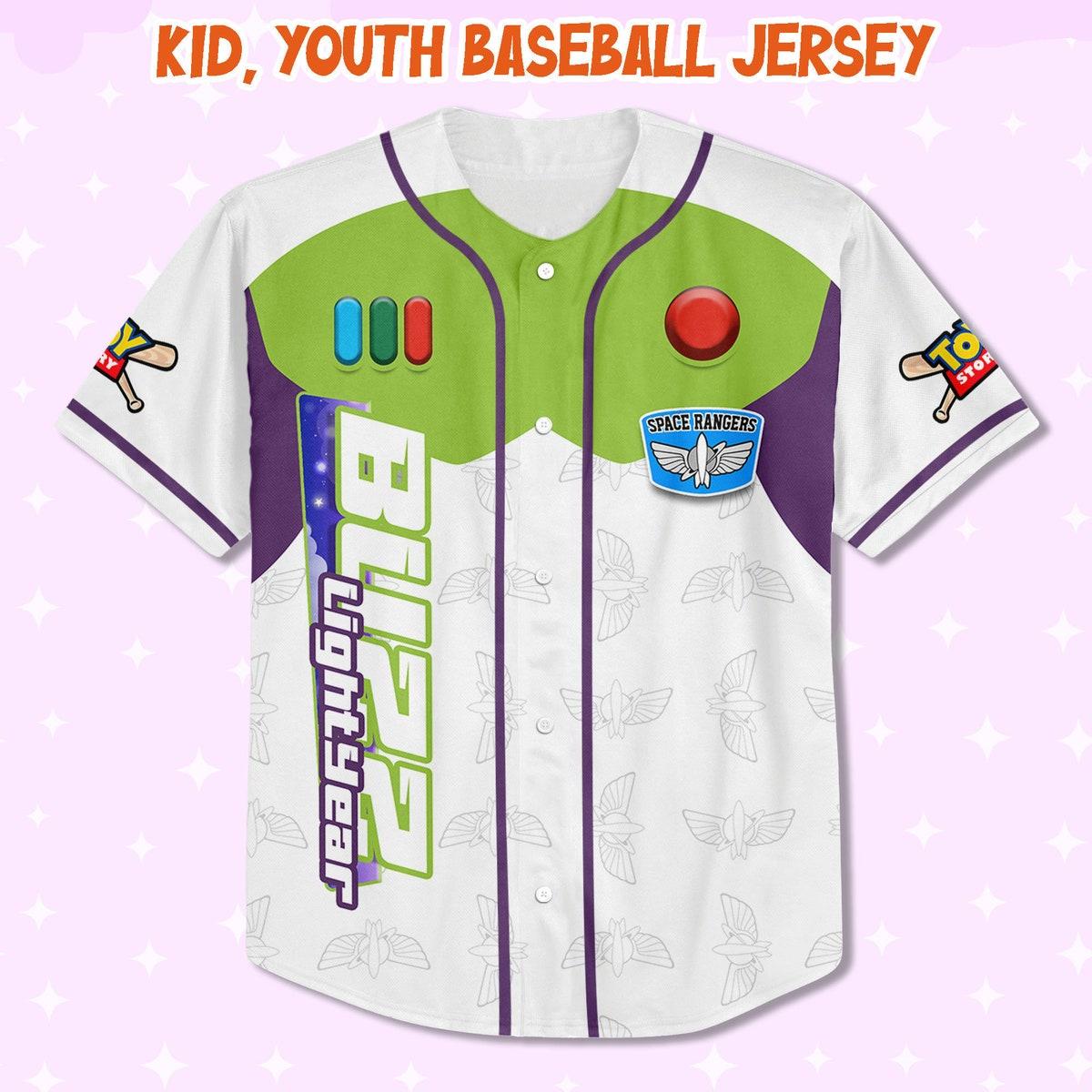 Custom Toy Story Buzz Lightyear Green Disney Baseball Jersey 2