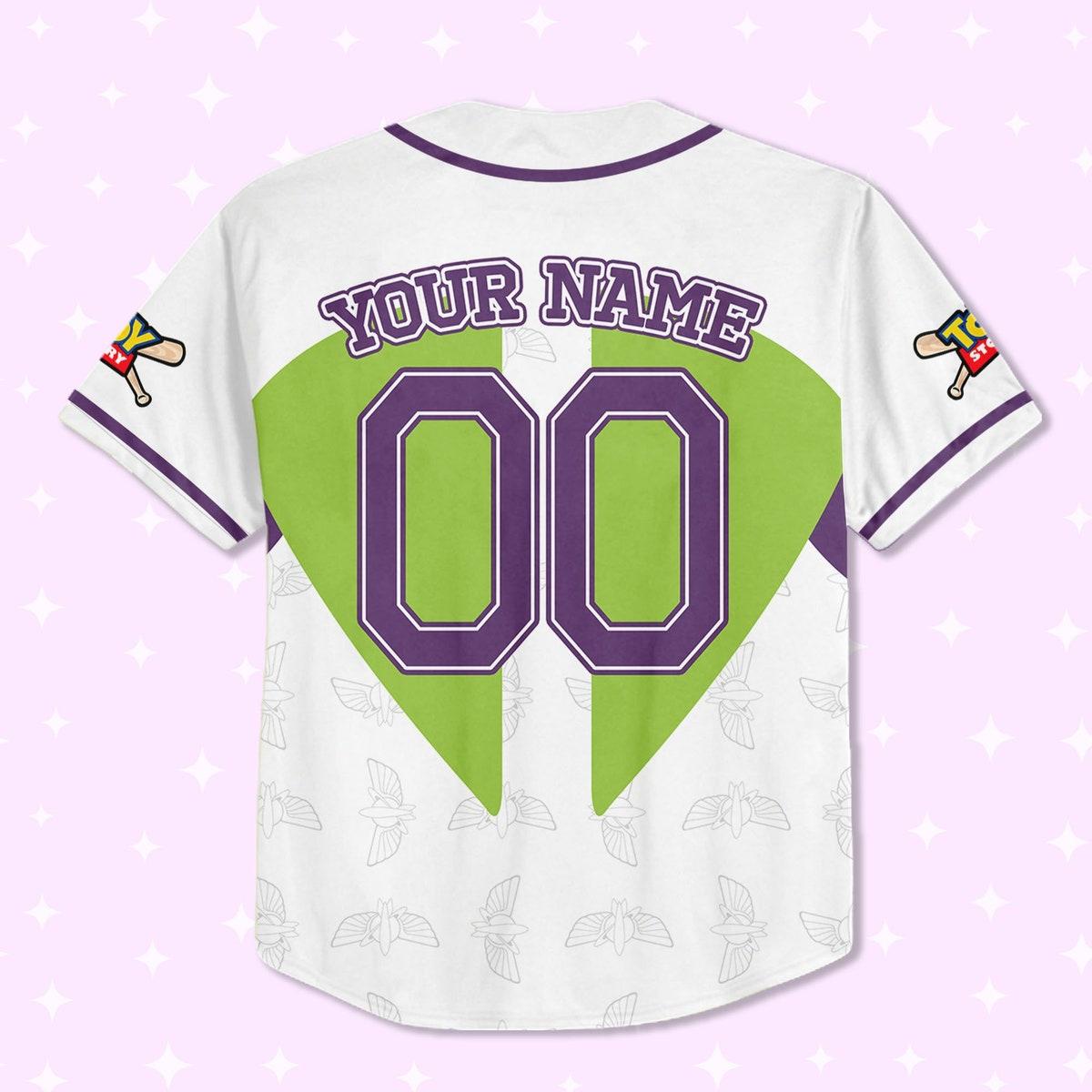 Custom Toy Story Buzz Lightyear Green Disney Baseball Jersey 3