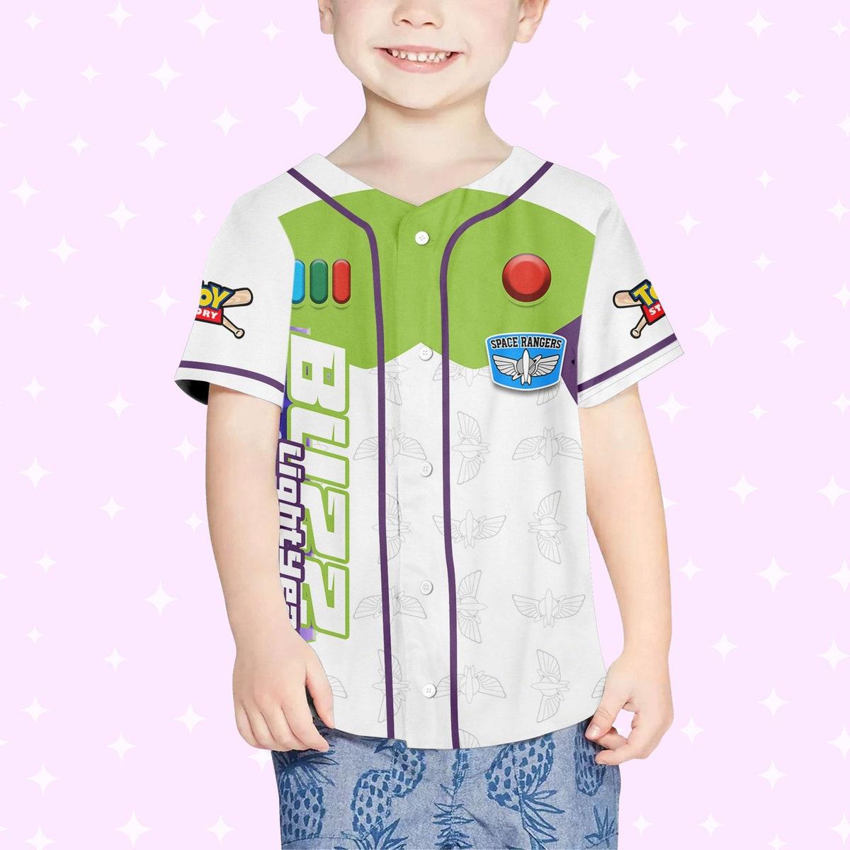 Custom Toy Story Buzz Lightyear Green Disney Baseball Jersey 4