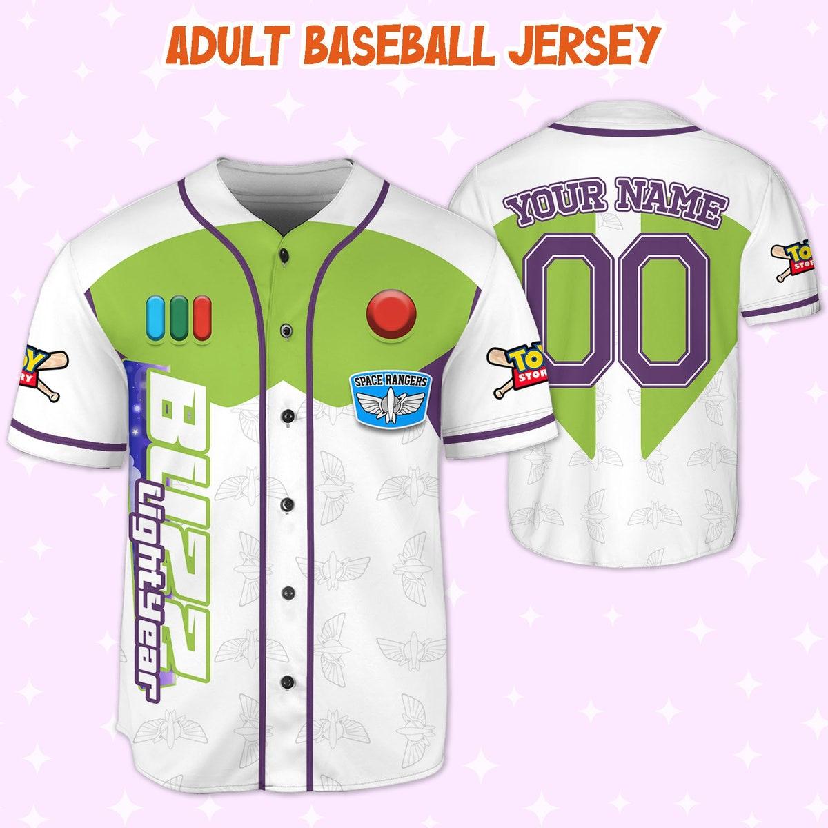 Custom Toy Story Buzz Lightyear Green Disney Baseball Jersey 5