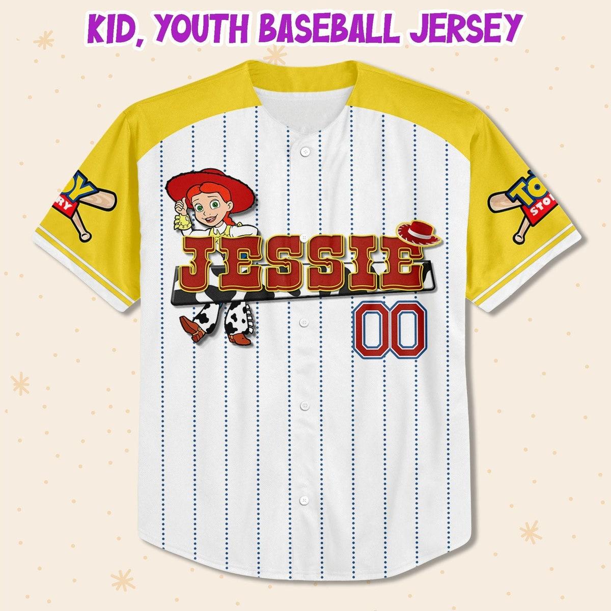 Custom Toy Story Jessie Yellow Jersey Personalized Text Baseball Jersey 2