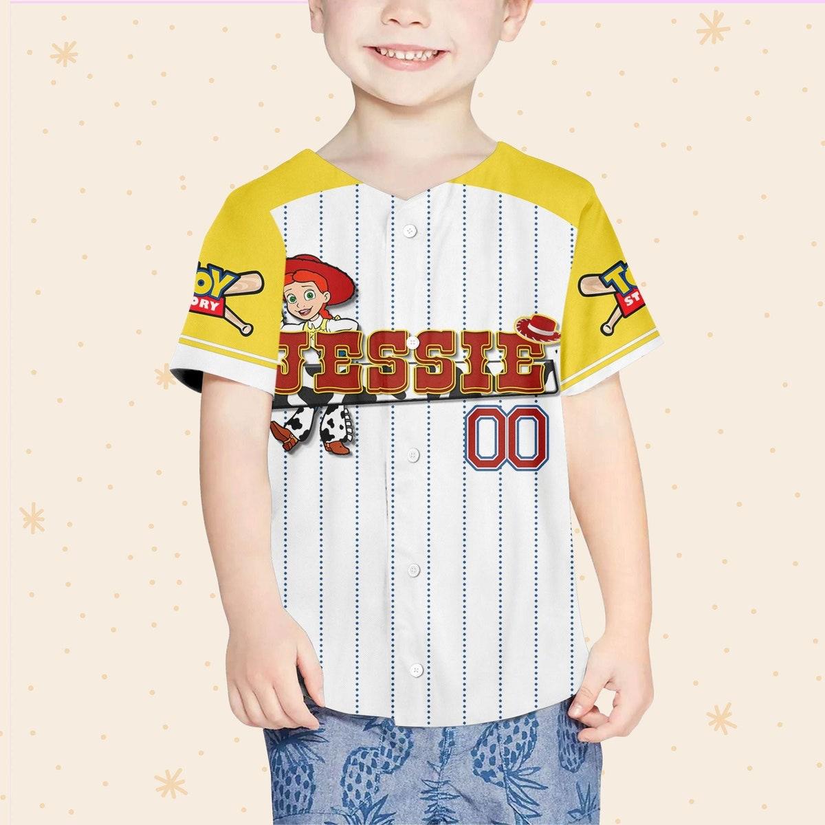 Custom Toy Story Jessie Yellow Jersey Personalized Text Baseball Jersey 4