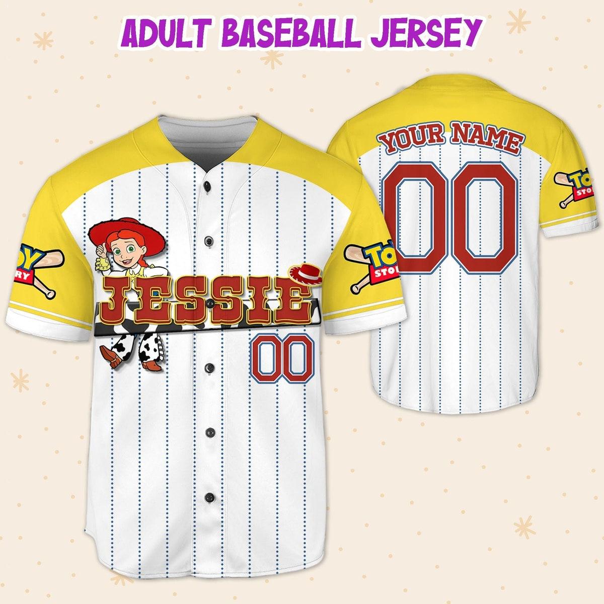 Custom Toy Story Jessie Yellow Jersey Personalized Text Baseball Jersey 5