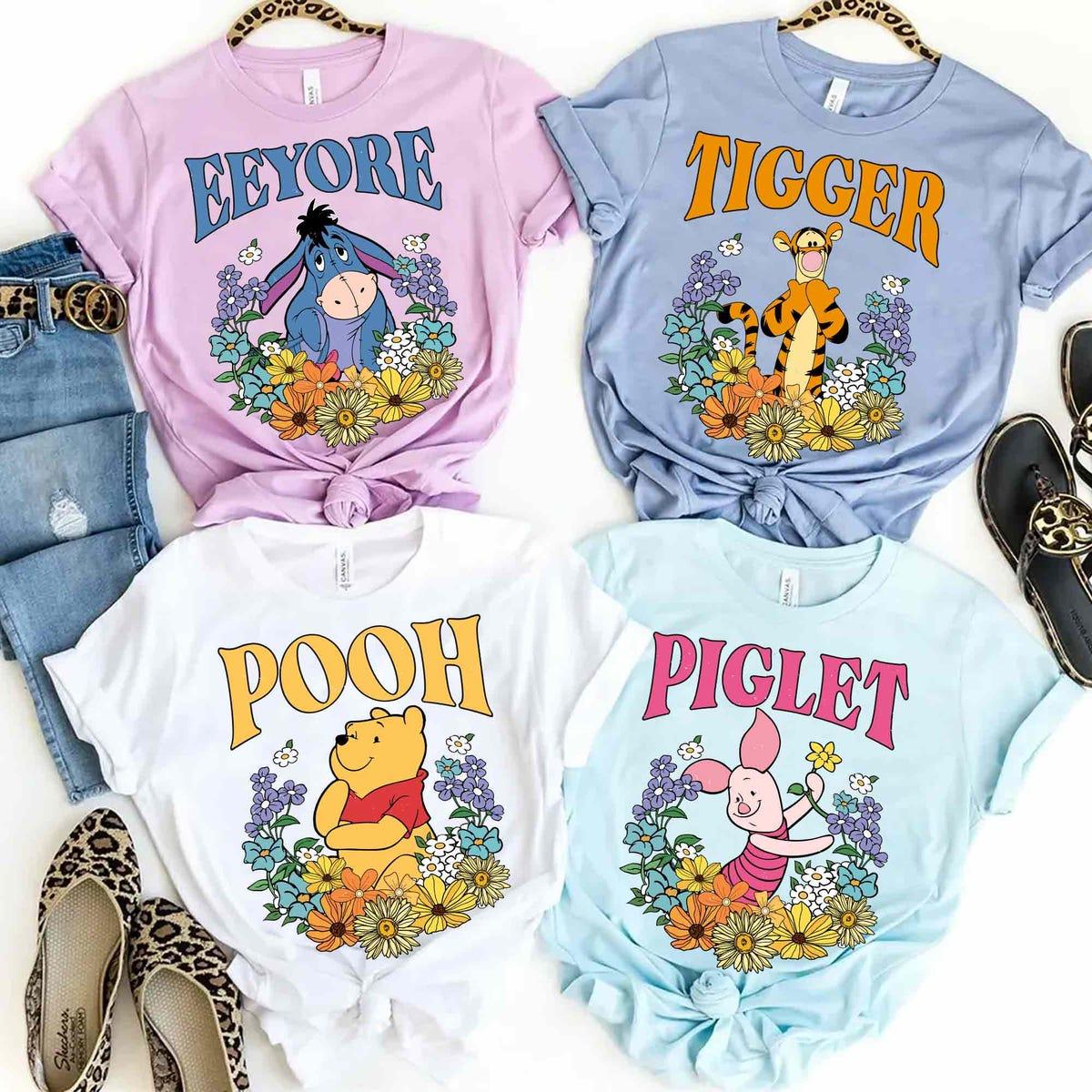 Custom Vintage 70s Floral Disney Winnie The Pooh Personalized Shirt 1