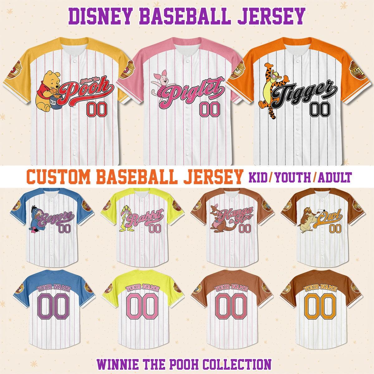 Custom Winnie The Pooh Collection Baseball Jersey 1