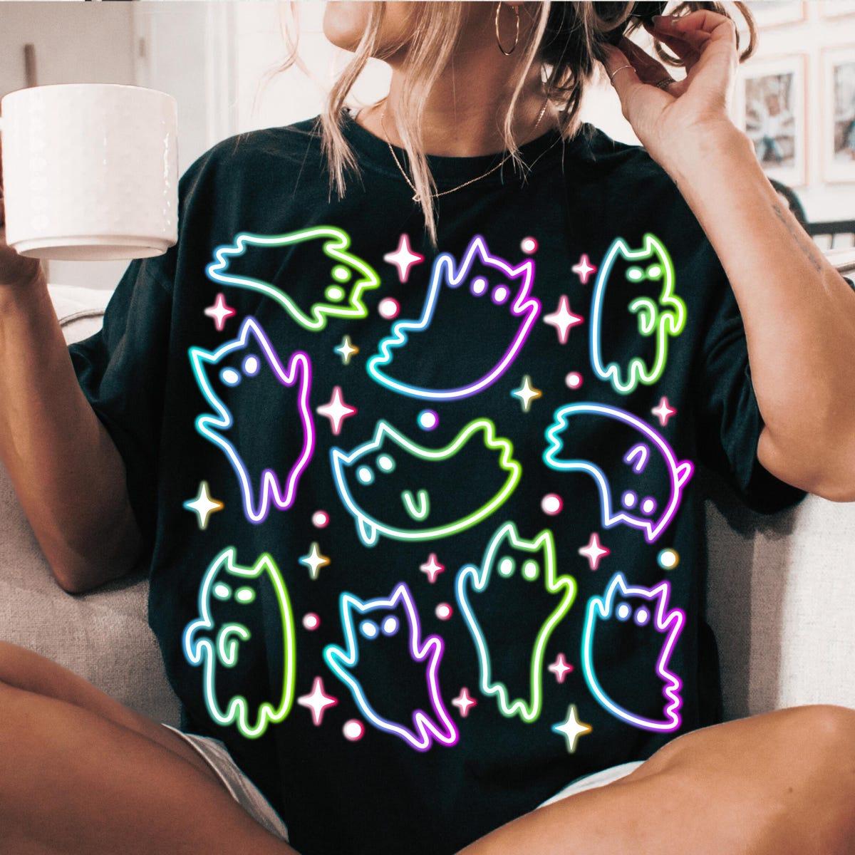 Cute Cats Halloween Neon Shirt 1