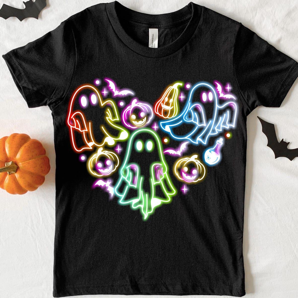 Cute Colorful Neon Boo Ghost Halloween Shirt 2