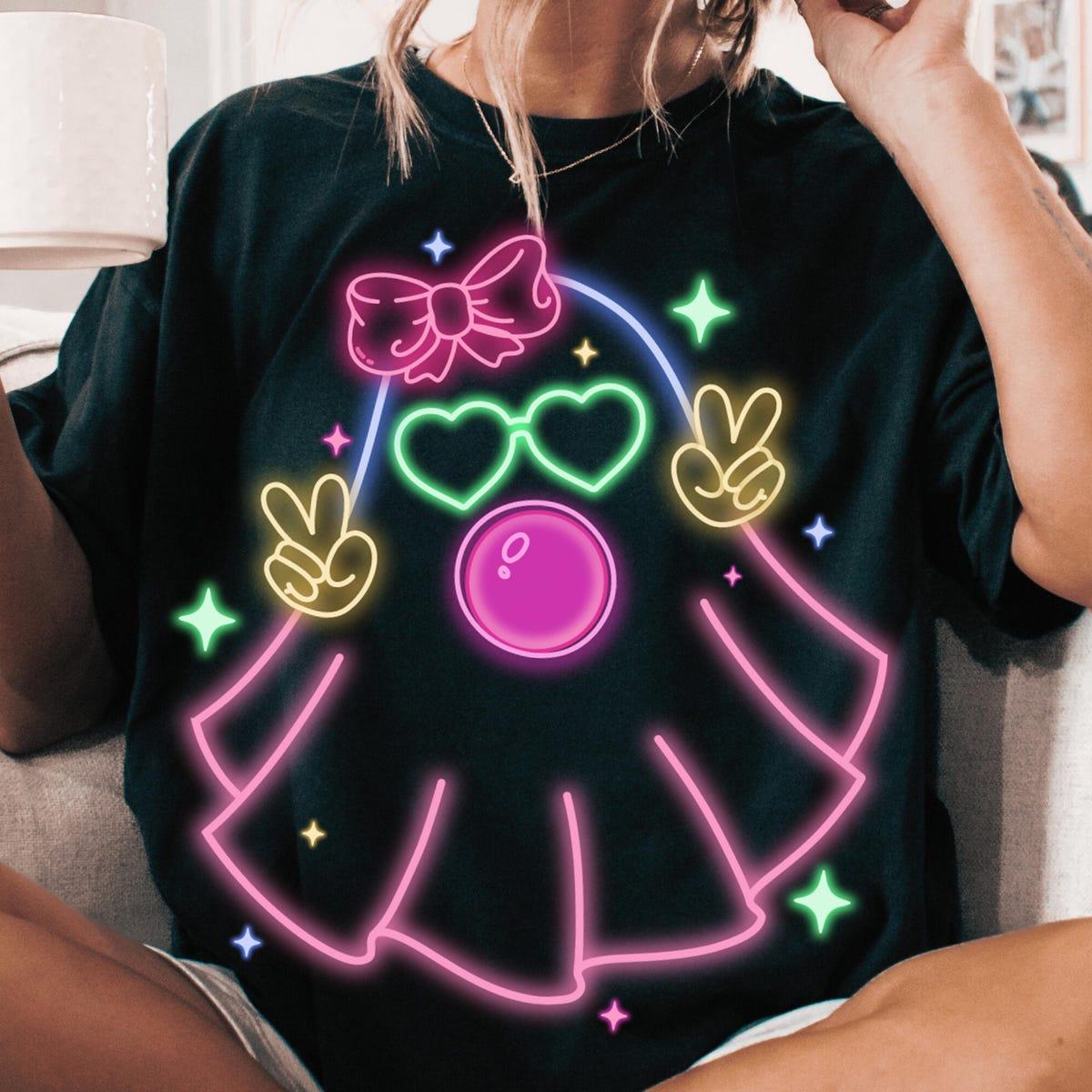 Cute Girly Ghost Blowing Bubble Shirt 4