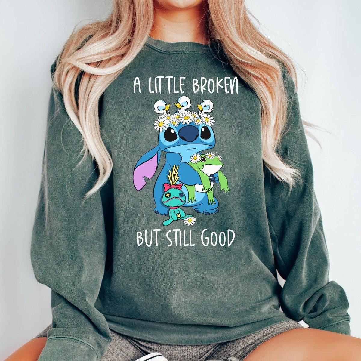 Cute Stitch With Daisy Scrump Frog Ducks Little Broken But Still Good Shirt 6