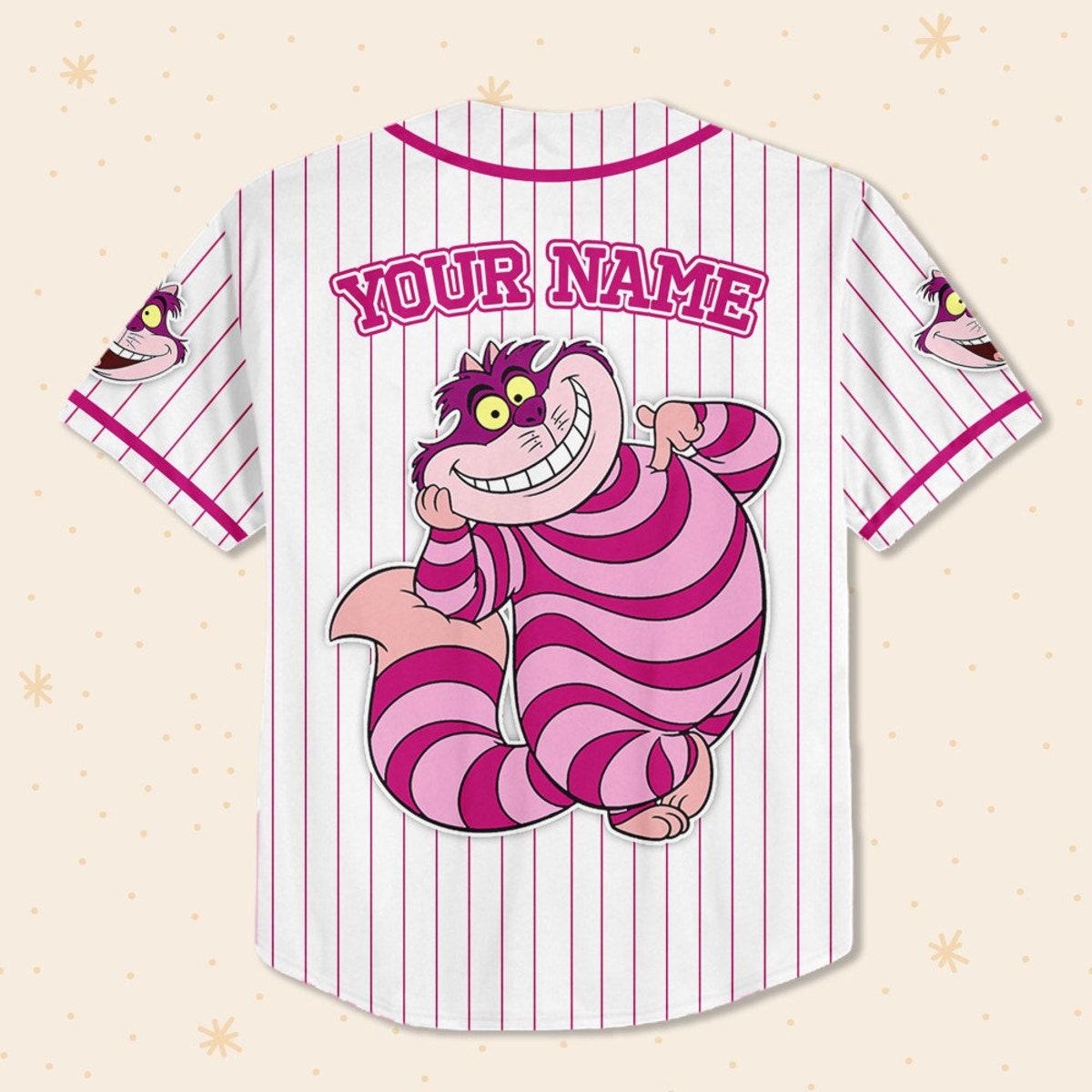 Disney Alice In Wonderland Cheshire Simple Stripe Custom Baseball Jersey 3