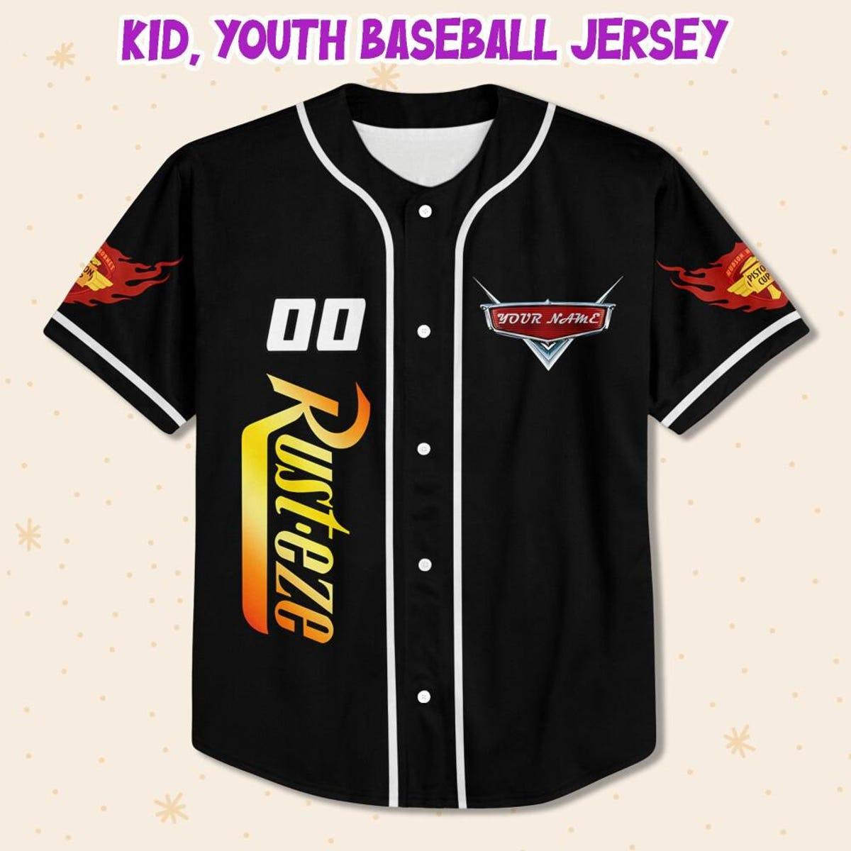 Disney Cars Lightning Mcqueen Black White Personalized Baseball Jersey 2