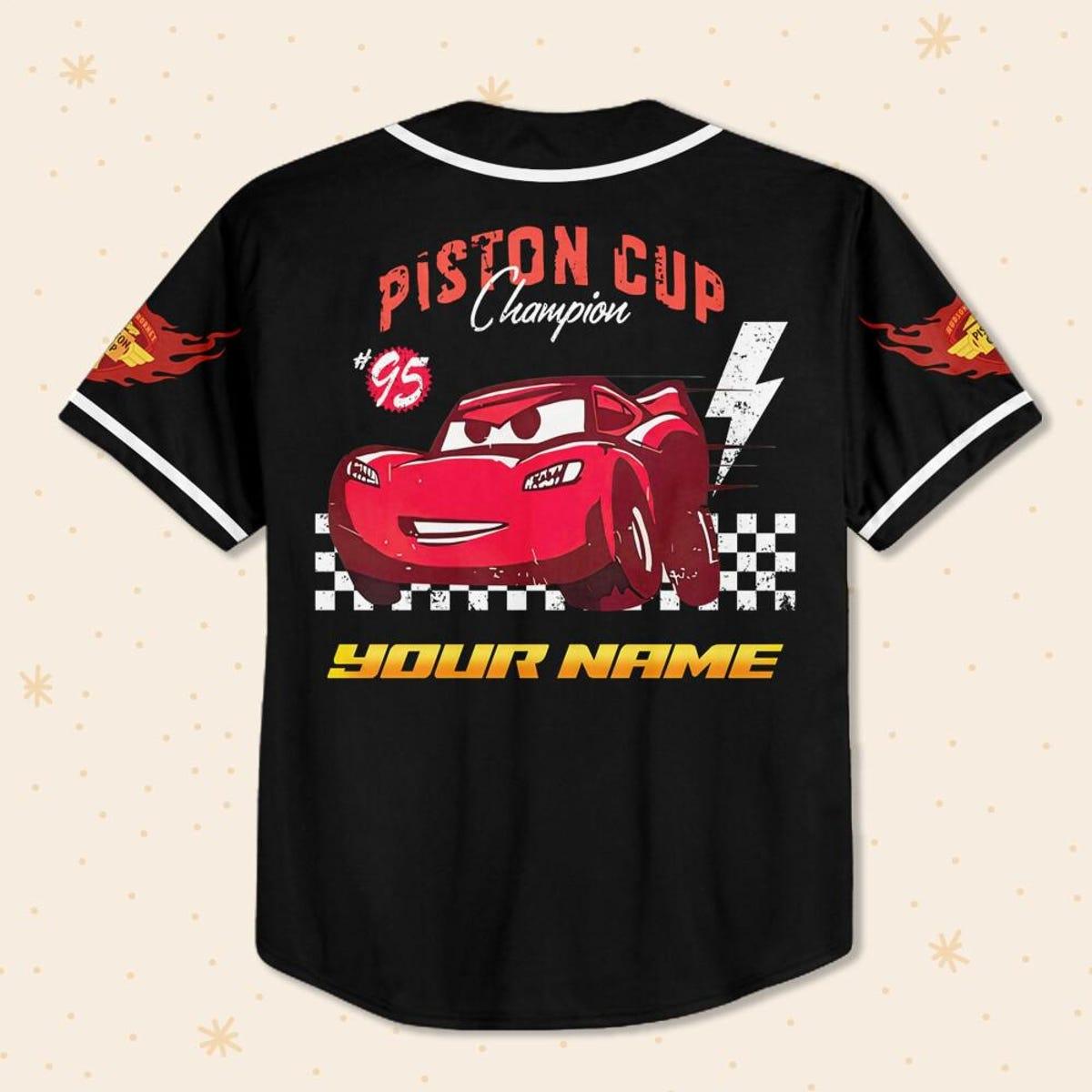 Disney Cars Lightning Mcqueen Black White Personalized Baseball Jersey 3