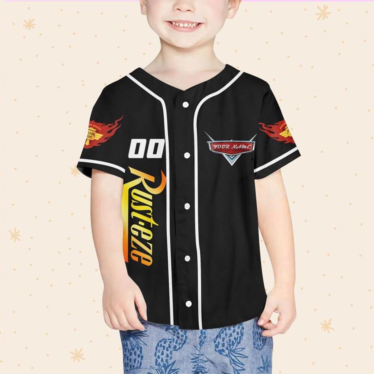 Disney Cars Lightning Mcqueen Black White Personalized Baseball Jersey 4