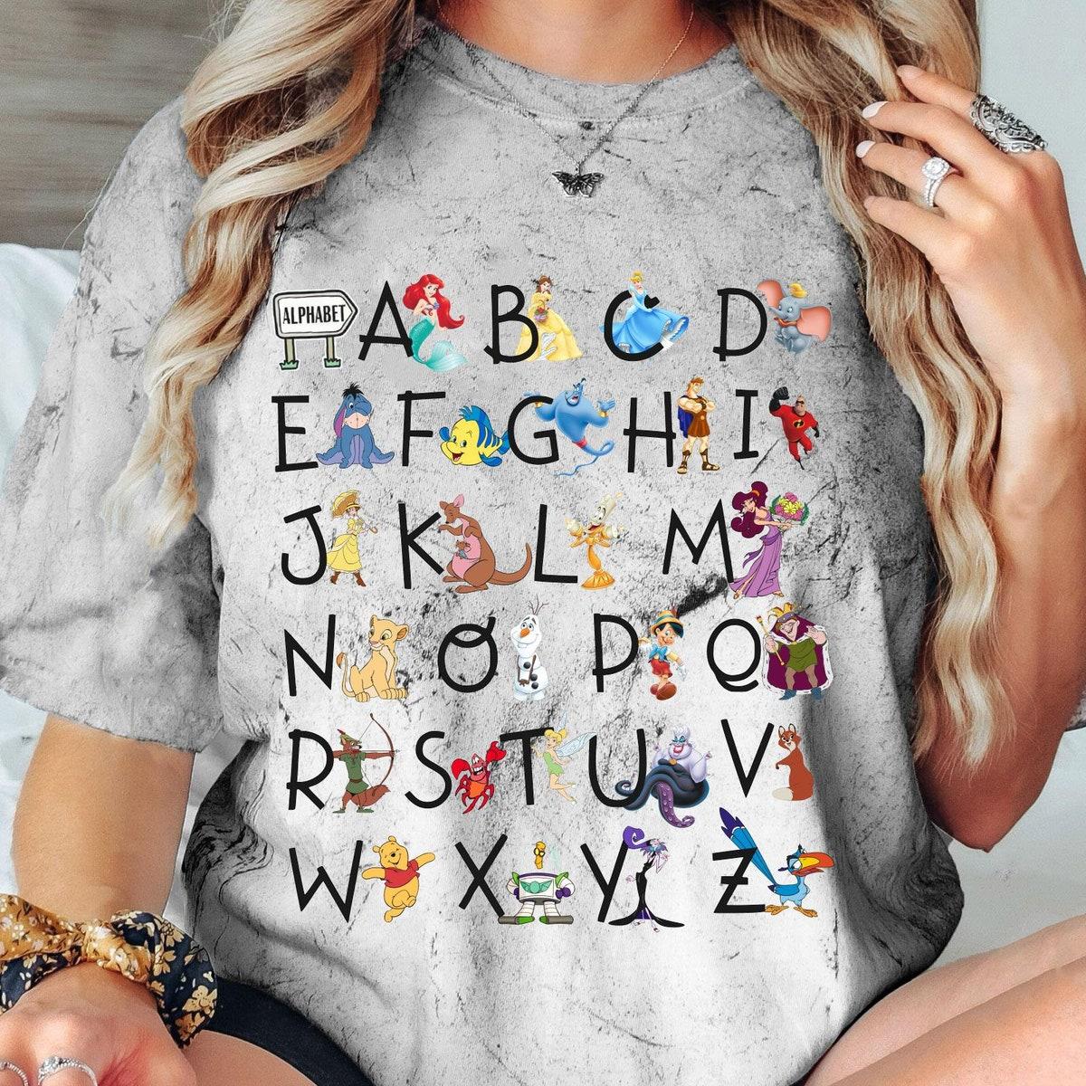 Disney Characters Alphabet Teacher Blast Kindergarten Teacher Shirt 2