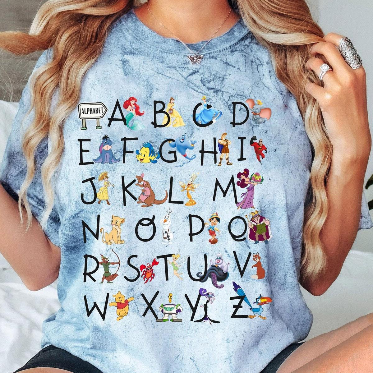 Disney Characters Alphabet Teacher Blast Kindergarten Teacher Shirt 3