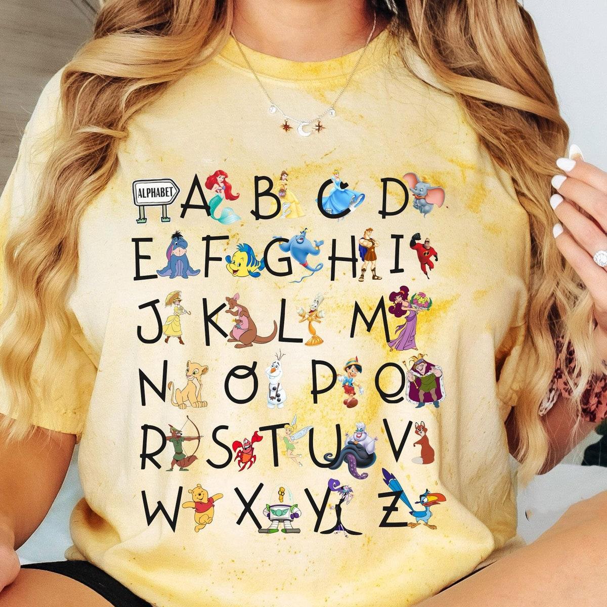 Disney Characters Alphabet Teacher Blast Kindergarten Teacher Shirt 4