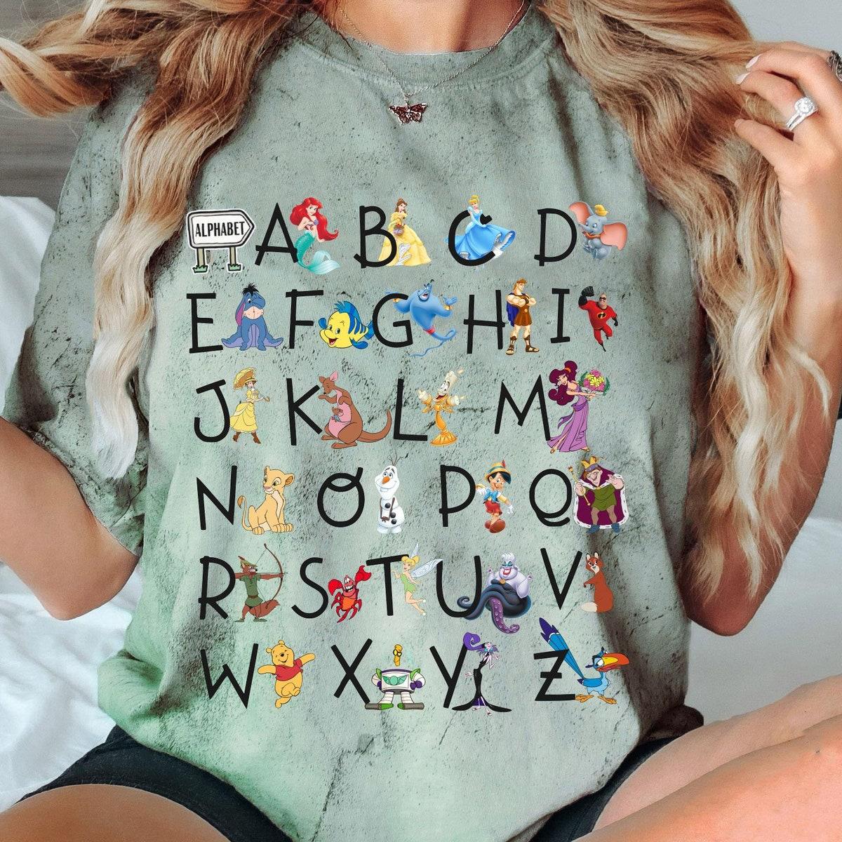 Disney Characters Alphabet Teacher Blast Kindergarten Teacher Shirt 5