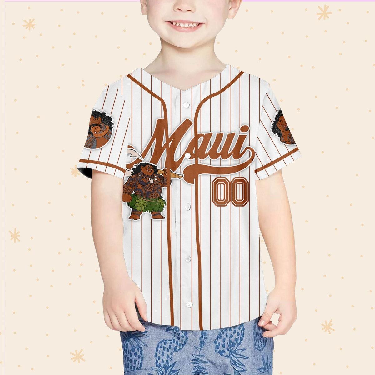 Disney Moana Maui Demi God Simple Stripe Custom Name Baseball Jersey 4