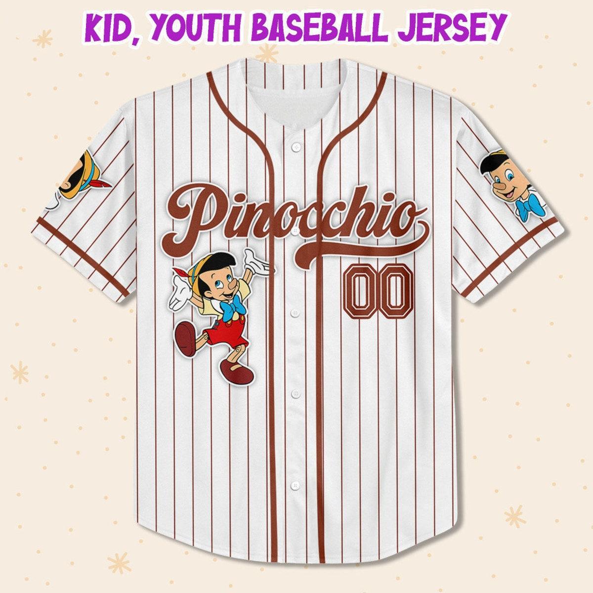 Disney Pinocchio Simple Stripe Personalized Name And Number Baseball Jersey 2