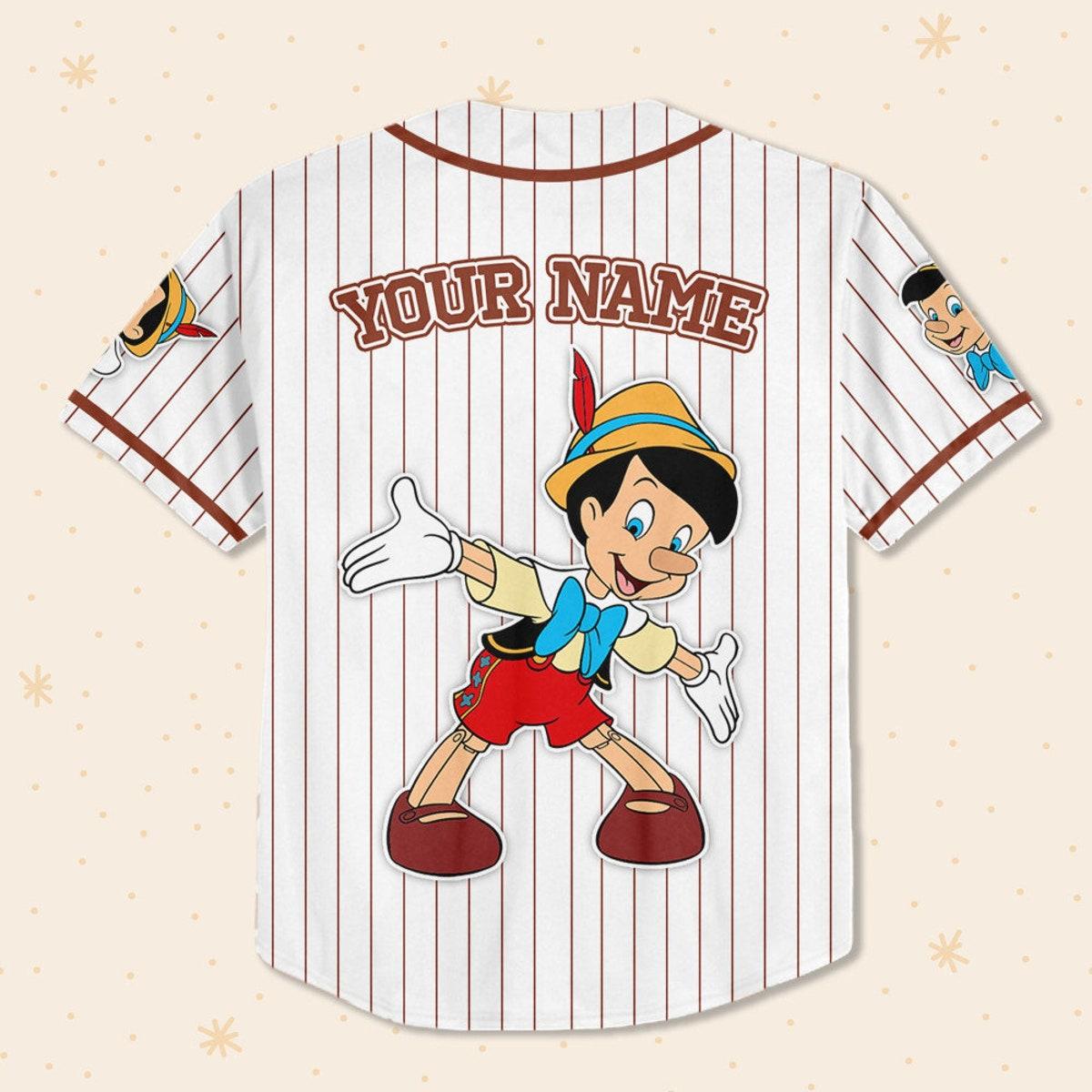 Disney Pinocchio Simple Stripe Personalized Name And Number Baseball Jersey 3