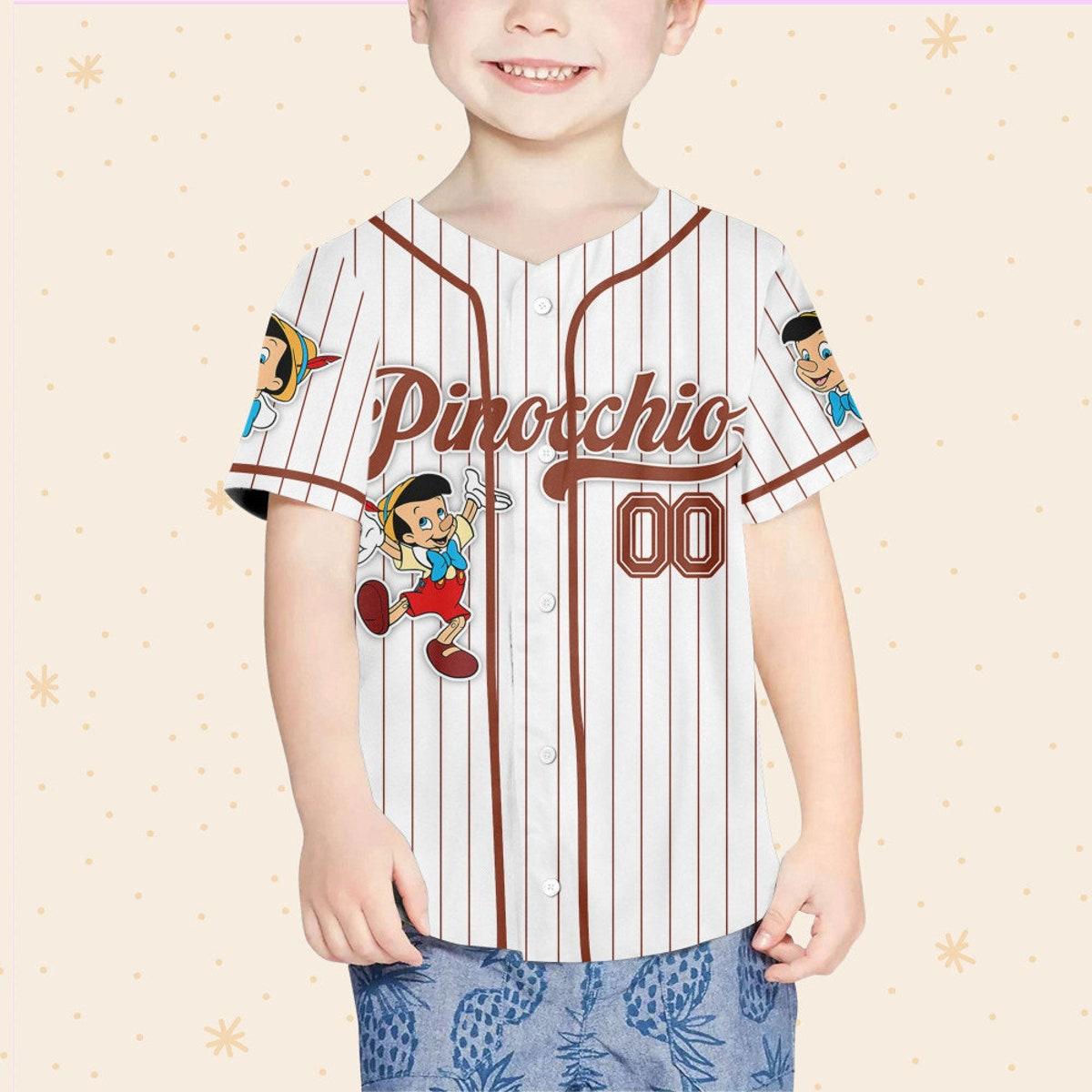 Disney Pinocchio Simple Stripe Personalized Name And Number Baseball Jersey 4