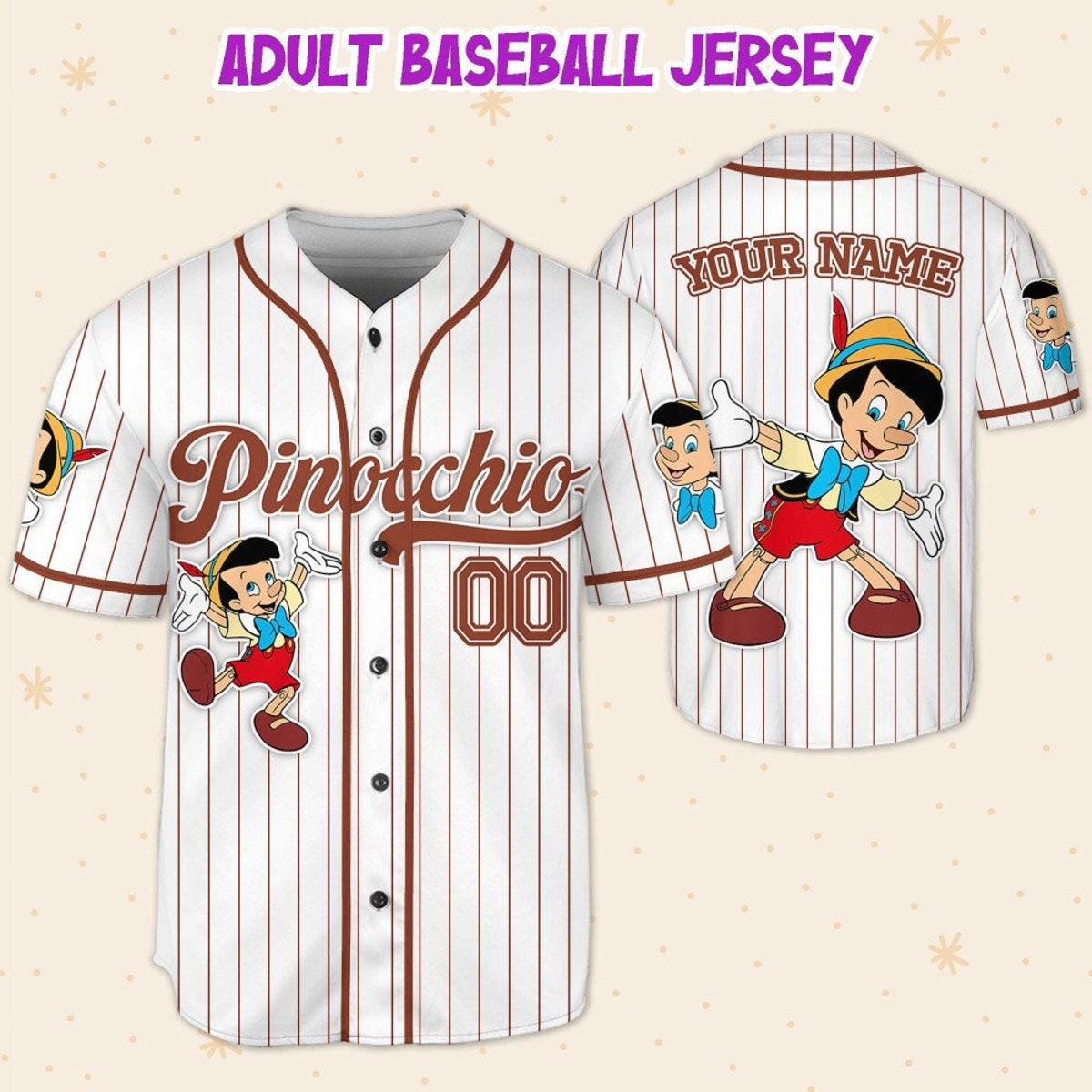 Disney Pinocchio Simple Stripe Personalized Name And Number Baseball Jersey 5