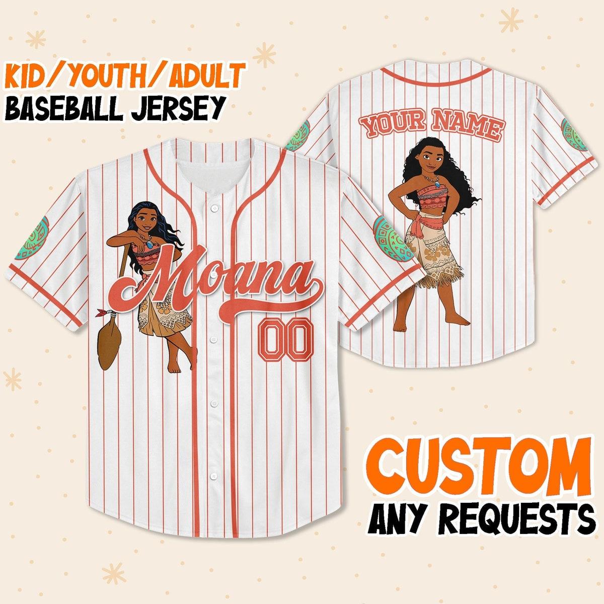 Disney Princess Moana Simple Custom Name Baseball Jersey 1