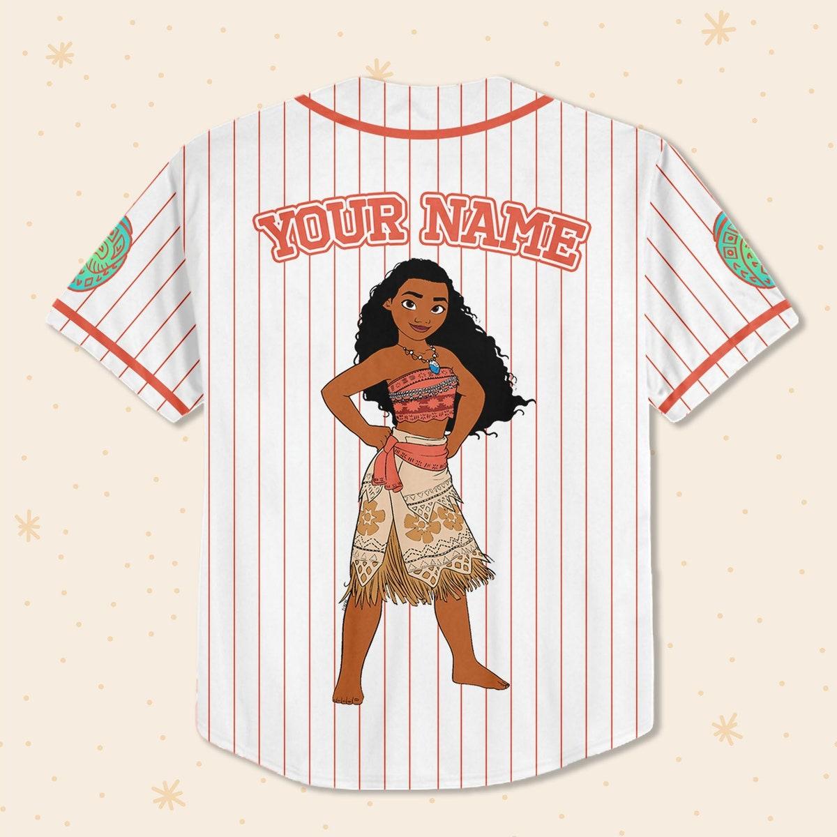 Disney Princess Moana Simple Custom Name Baseball Jersey 3