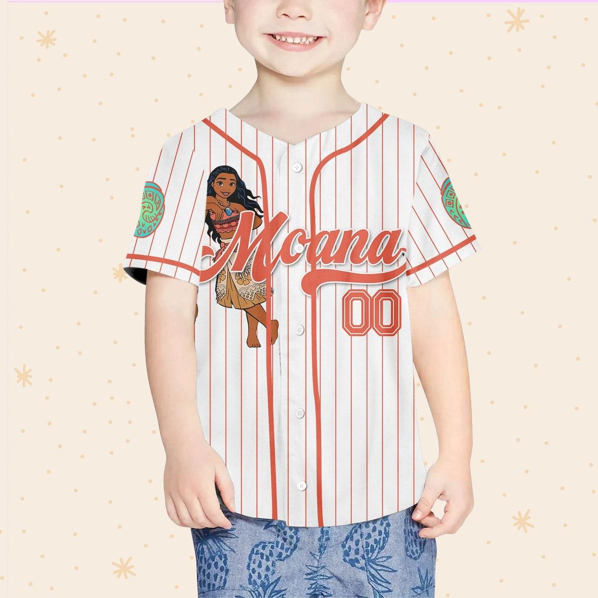 Disney Princess Moana Simple Custom Name Baseball Jersey 4