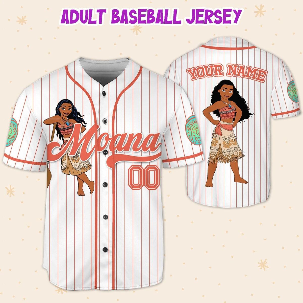 Disney Princess Moana Simple Custom Name Baseball Jersey 5