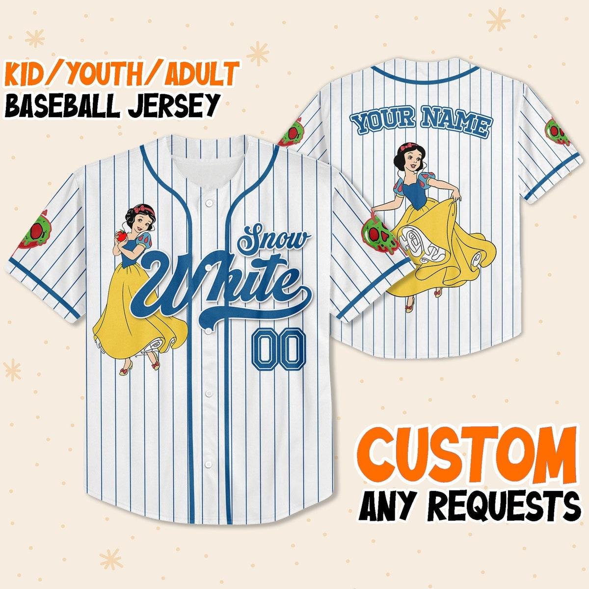 Disney Princess Snow White Simple Custom Name Baseball Jersey 1