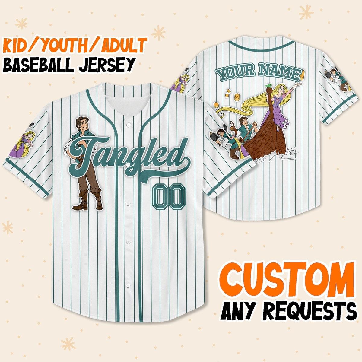 Disney Tangled Flynn Rider Custom Name Baseball Jersey 1