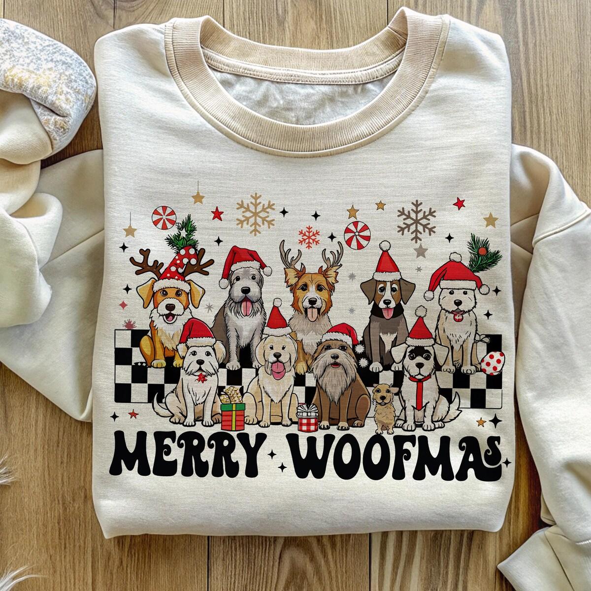 Dog Mama Merry Woofmas Christmas Sweatshirts 3