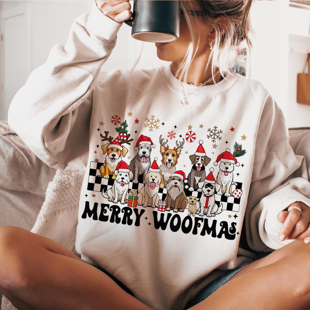 Dog Mama Merry Woofmas Christmas Sweatshirts 4