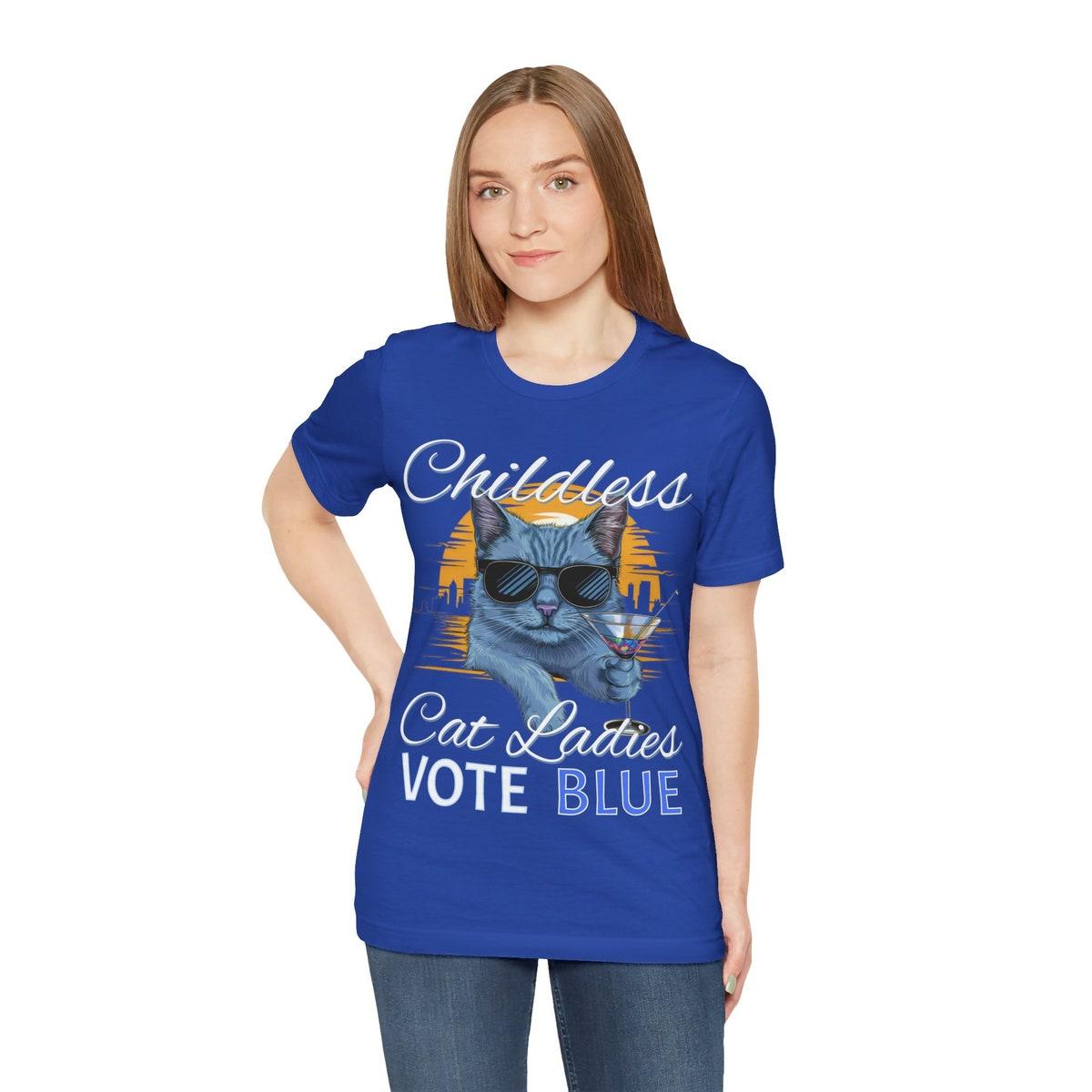 Election For Cat Lovers Childless Cat Ladies Vote Blue Shirt 5