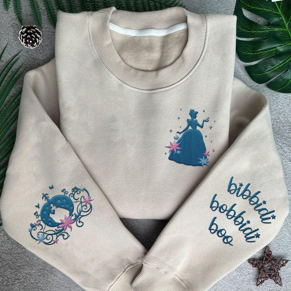 Embroidered Cinderella Carriage Floral Bibbidi Bobbidi Boo Sweatshirt 3